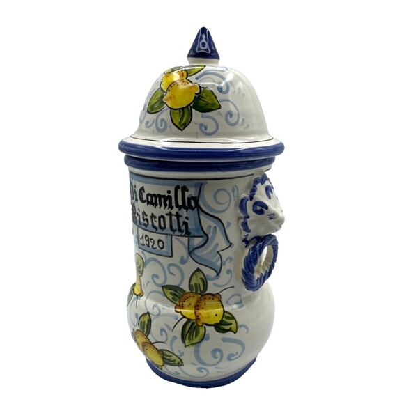 Di Camillo Biscotti 1920 Jar Hand Painted 13" Tuscany Italy Lemons MINT Conditio - Picture 6 of 15
